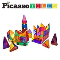 PicassoTiles 180 Piece Magnetic Tiles Deluxe Combo Toy Set