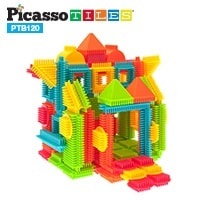 PicassoTiles PTB120 Bristle Shape Blocks 120-Piece Basic Building Set